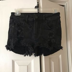 American Eagle black black denim high rise shorts